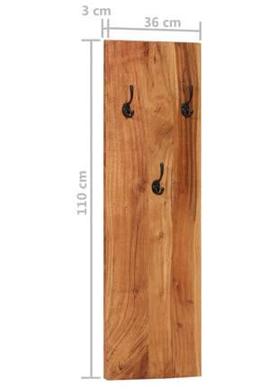 Wandkapstokken 2 st 36x3x110 cm massief acaciahout