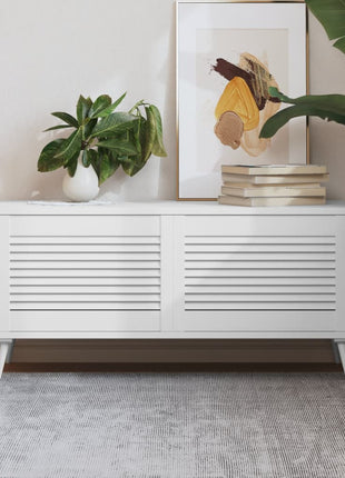 Kastdeuren Met Lamellen 61,5X59,4 Cm Grenenhout Wit