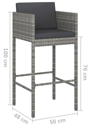 Barkrukken Met Kussens Poly Rattan