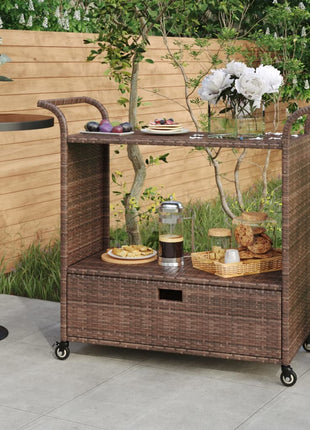 Serveerwagen Met Lade 100X45X97 Cm Poly Rattan
