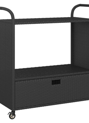 Serveerwagen Met Lade 100X45X97 Cm Poly Rattan