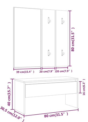 Garderobe Set Bewerkt Hout