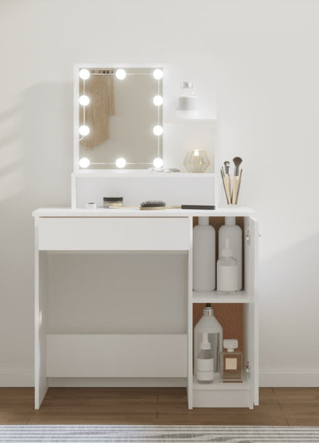Kaptafel met LED-verlichting 86,5x35x136 cm wit
