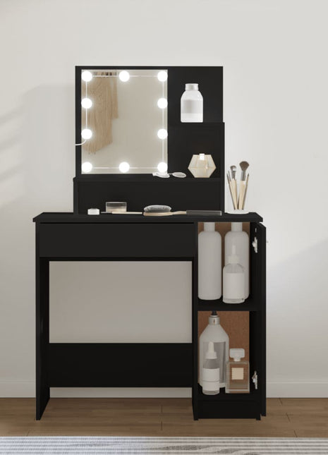 Kaptafel met LED-verlichting 86,5x35x136 cm zwart