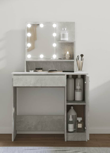 Kaptafel met LED-verlichting 86,5x35x136 cm betongrijs