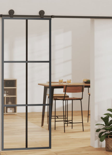 Schuifdeur Met Beslag 90X205 Cm Aluminium En Esg-Glas