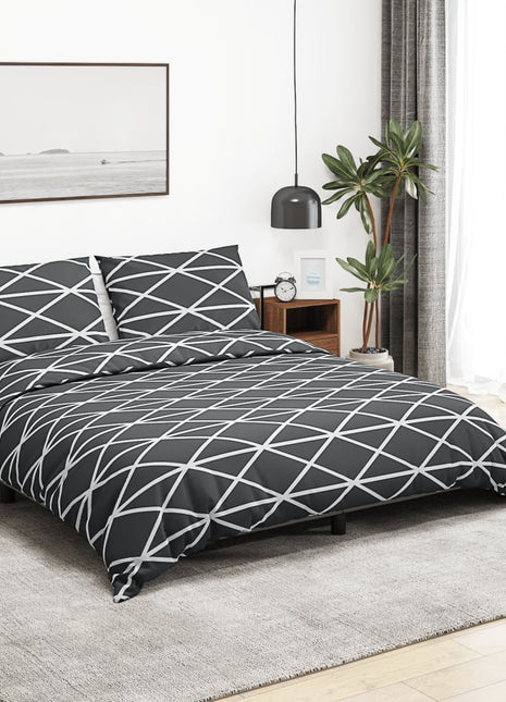 Dekbedovertrekset 200X200 Cm Katoen Grijs Donkergrijs En Wit