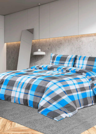 Dekbedovertrekset 155X220 Cm Katoen Blauw En Grijs