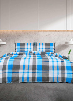 Dekbedovertrekset 155X220 Cm Katoen Blauw En Grijs