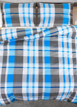Dekbedovertrekset 155X220 Cm Katoen Blauw En Grijs