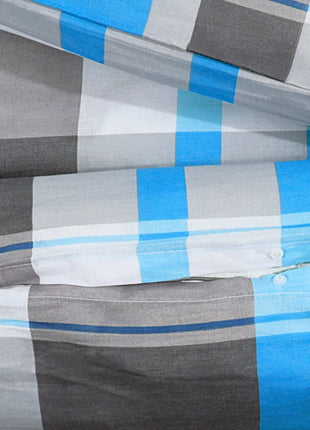 Dekbedovertrekset 155X220 Cm Katoen Blauw En Grijs
