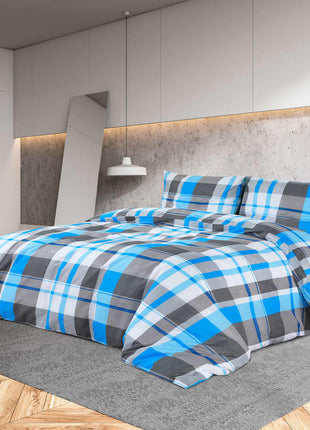Dekbedovertrekset 155X220 Cm Katoen Blauw En Grijs