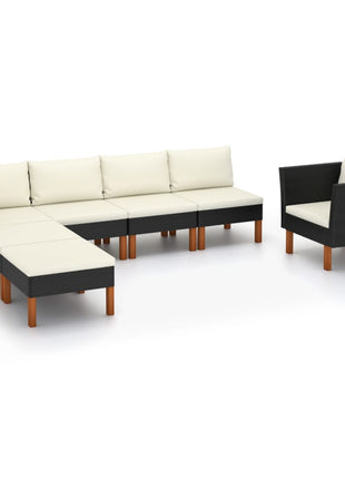 7-Delige Loungeset Poly Rattan En Eucalyptushout