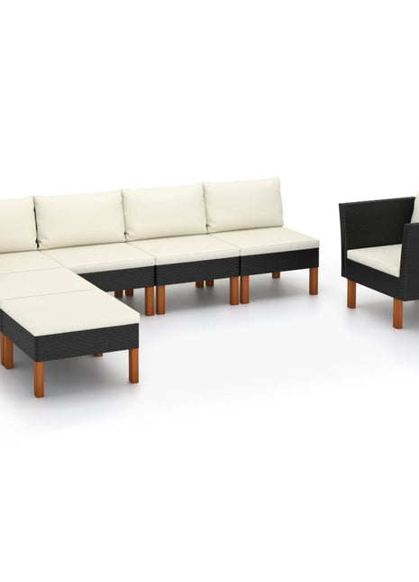 7-Delige Loungeset Poly Rattan En Eucalyptushout