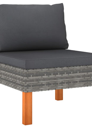 7-Delige Loungeset Poly Rattan En Eucalyptushout