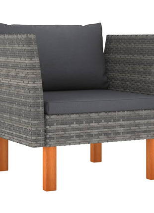 7-Delige Loungeset Poly Rattan En Eucalyptushout