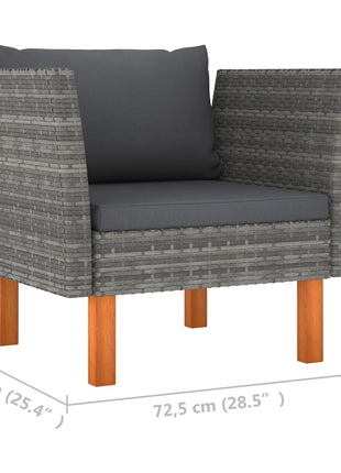 7-Delige Loungeset Poly Rattan En Eucalyptushout