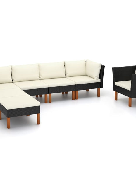 7-Delige Loungeset Poly Rattan En Eucalyptushout