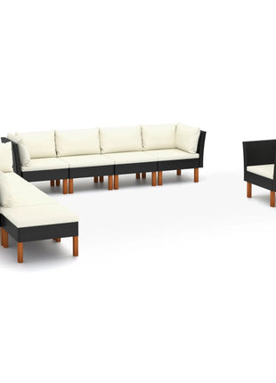 9-Delige Loungeset Poly Rattan En Eucalyptushout