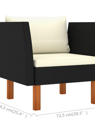 9-Delige Loungeset Poly Rattan En Eucalyptushout