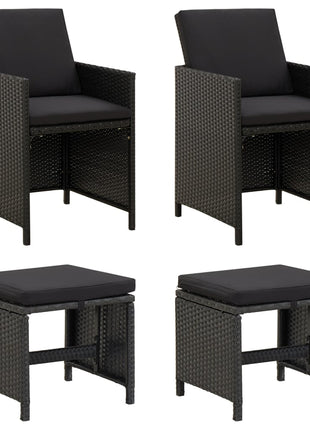 Tuinstoel- En Voetenbankset 4-Delig Poly Rattan