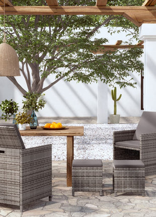 Tuinstoel- En Voetenbankset 4-Delig Poly Rattan