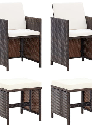 Tuinstoel- En Voetenbankset 4-Delig Poly Rattan