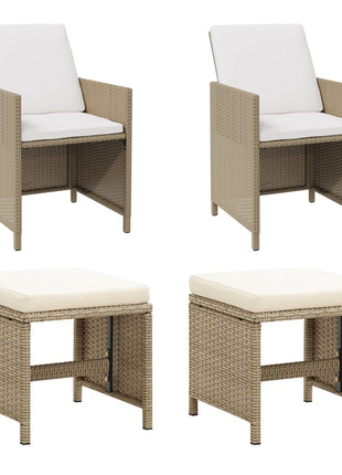 Tuinstoel- En Voetenbankset 4-Delig Poly Rattan
