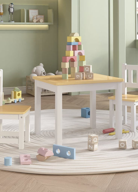 3-delige Kindertafel- en stoelenset MDF wit en grijs