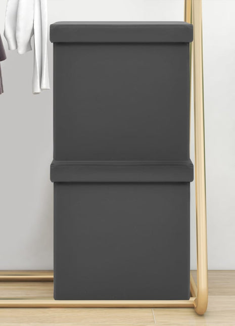 Opbergkrukken inklapbaar 2 st PVC grijs