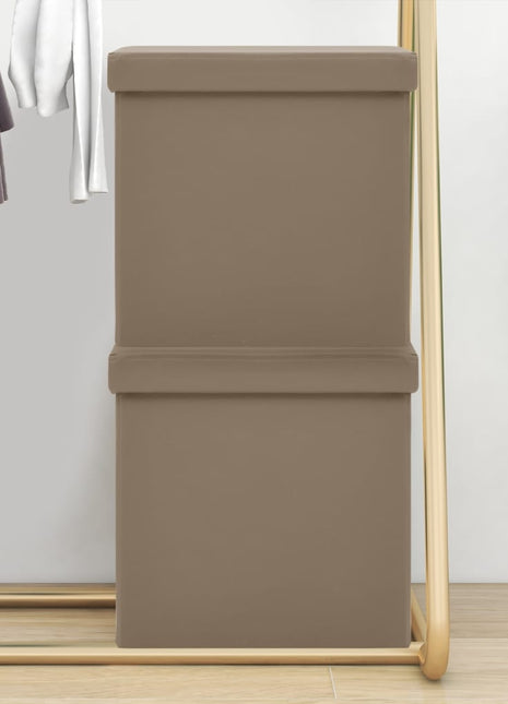 Opbergkrukken inklapbaar 2 st PVC cappuccinokleurig