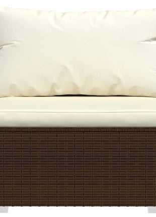 Driezitsbank Met Kussens Poly Rattan Bruin En Crème