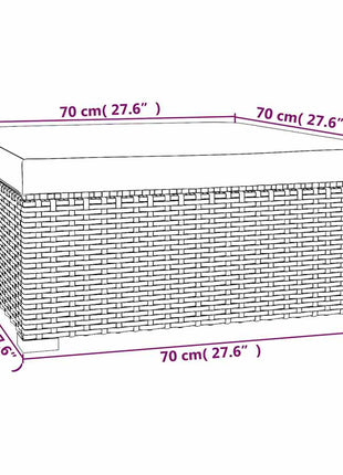 Tuinvoetenbank Met Kussen 70X70X30 Cm Poly Rattan