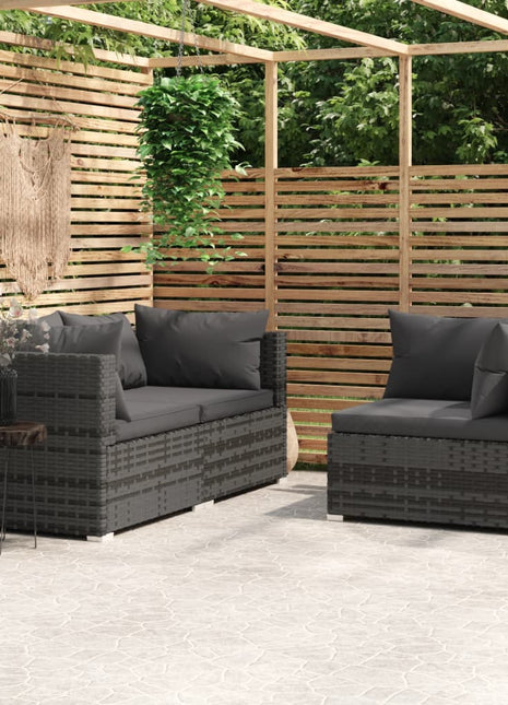 3-Delige Loungeset Met Kussens Poly Rattan