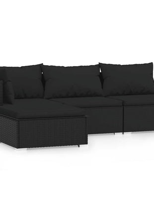 4-Delige Loungeset Met Kussens Poly Rattan Zwart