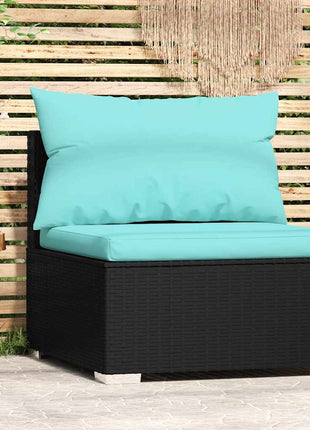 Tuinmiddenbank Met Kussens Poly Rattan