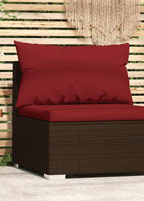 Tuinmiddenbank Met Kussens Poly Rattan
