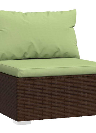 4-Delige Loungeset Met Kussens Poly Rattan Bruin En Groen