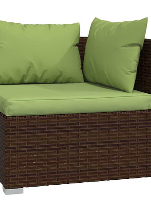 4-Delige Loungeset Met Kussens Poly Rattan Bruin En Groen
