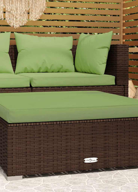 Tuinvoetenbank Met Kussen 70X70X30 Cm Poly Rattan