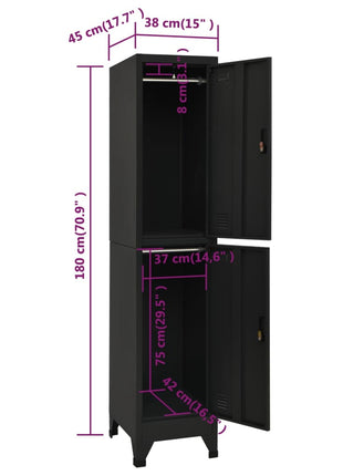 Lockerkast 38X45X180 Cm Staal Zwart
