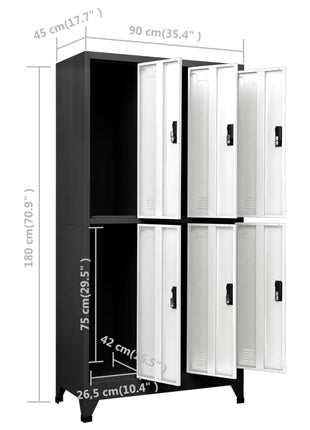Lockerkast 90X45X180 Cm Staal Kleurig En Antraciet En Wit