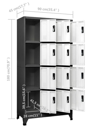 Lockerkast 90X45X180 Cm Staal Kleurig En Antraciet En Wit