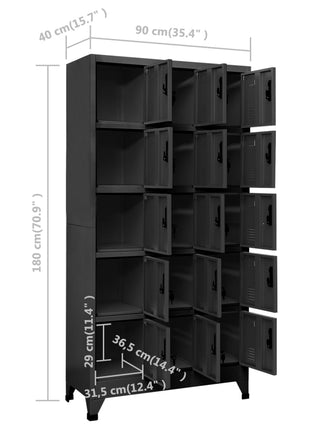 Lockerkast 90X40X180 Cm Staal Kleurig Antraciet