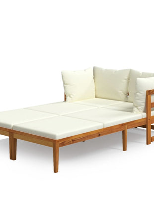Ligstoelen 2 St Met Te Kussens Acaciahout Crèmewit
