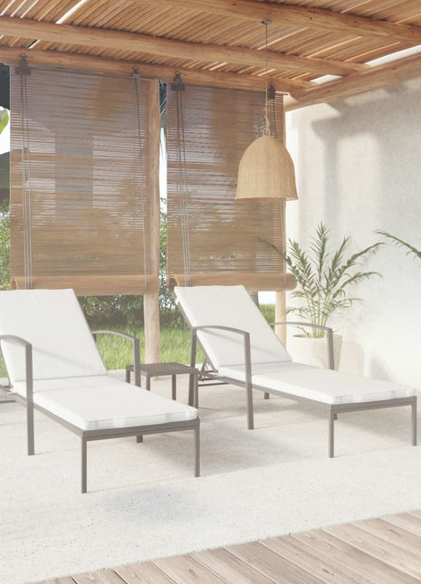 Ligbedden 2 St Met Tafel Poly Rattan