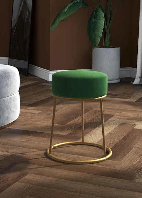 Hocker rond fluweel groen