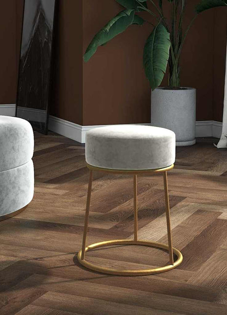 Hocker rond fluweel lichtgrijs