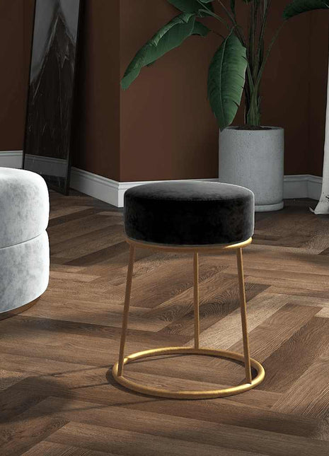 Hocker rond fluweel zwart