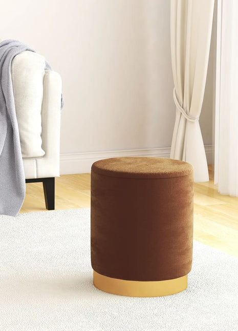 Hocker met opbergruimte rond fluweel bruin